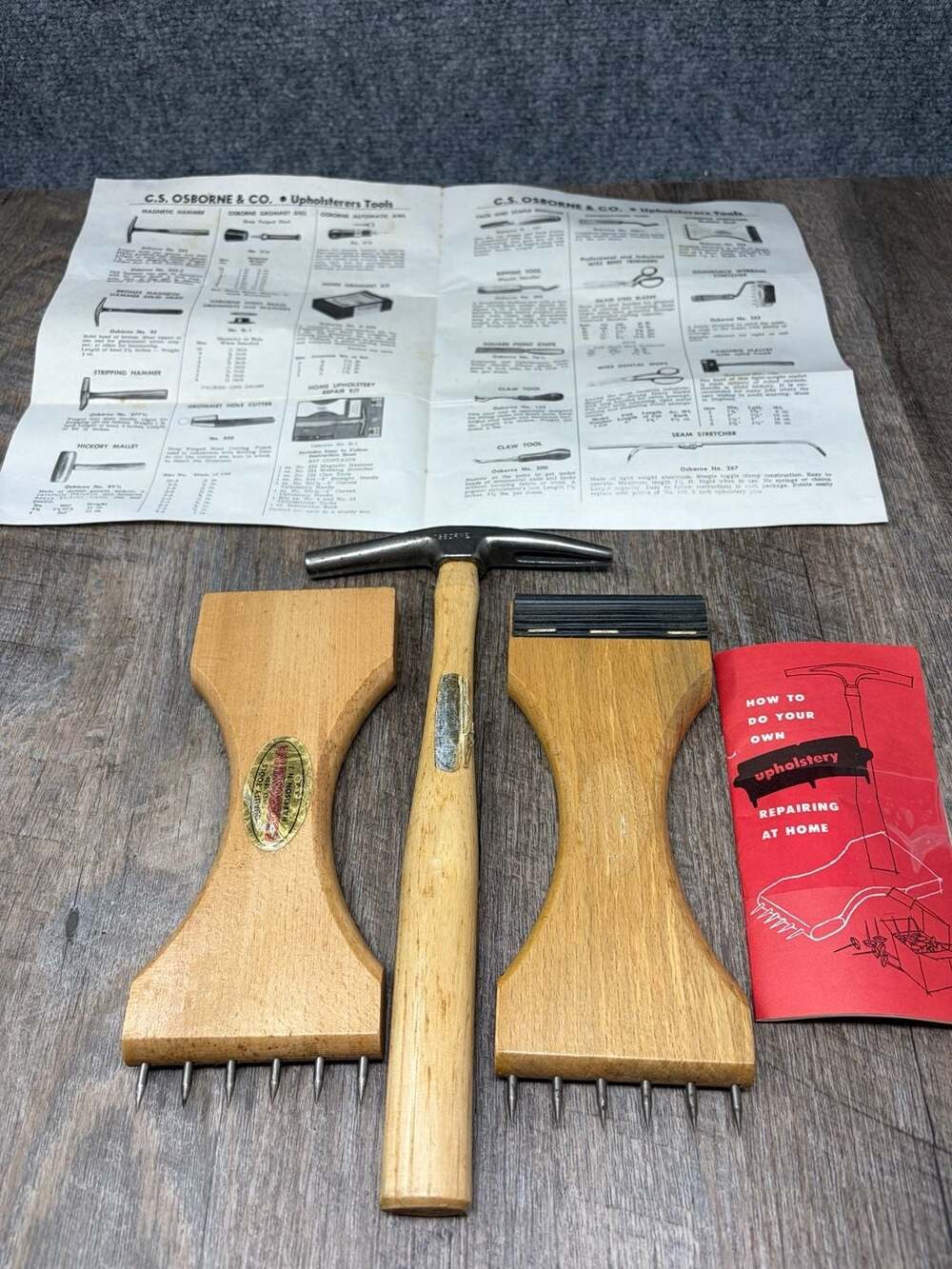 Vintage Osborne Upholstery Repair Tools Magnetic Hammer-2 Stretchers-catalog